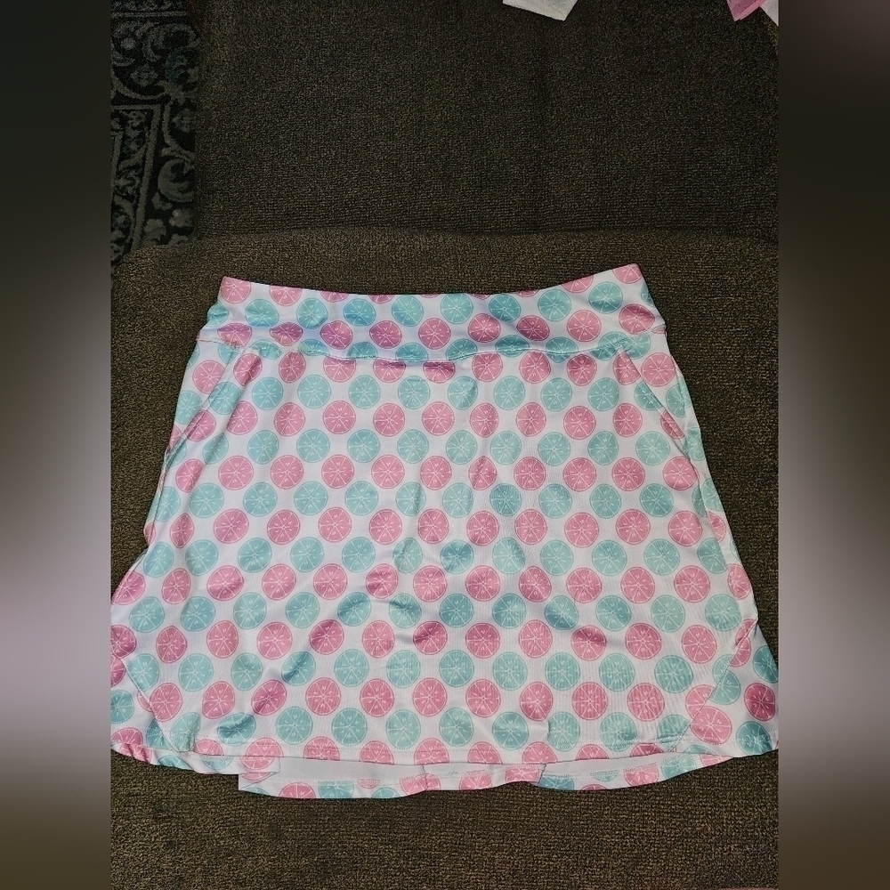 Coral Bay Golf Brand Women's PM Athletic Skort Blue & Pink Fruit